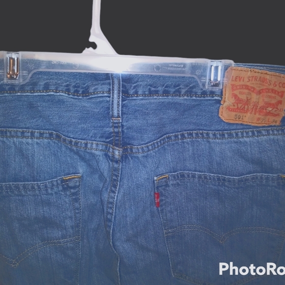 Men's Levi's 501 Button Fly Distressed Jeans 36x34 Irregular - Picture 4 of 7